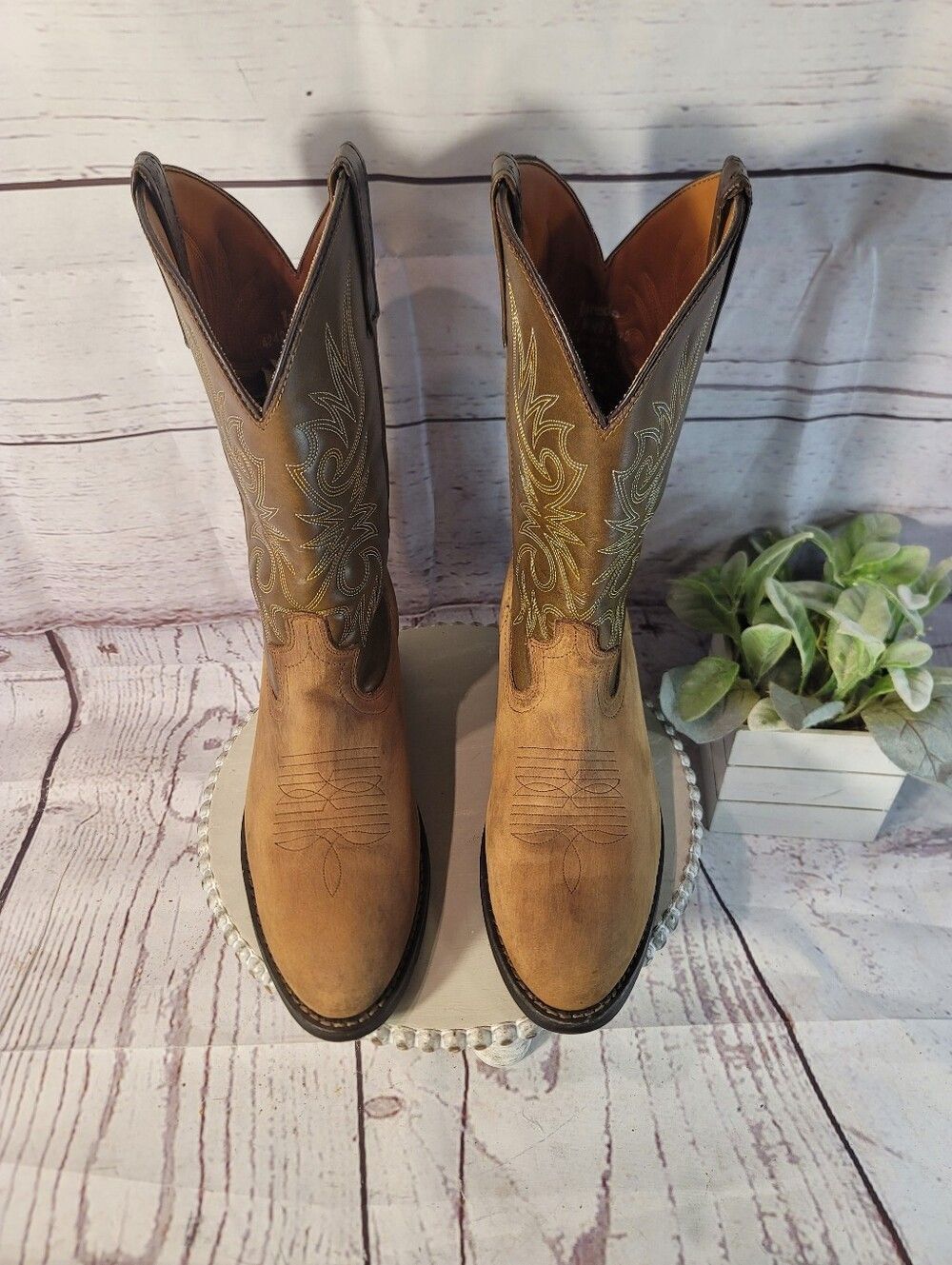 Laredo 4242 Paris Mens Western Cowboy Boots Size 8.5D Distressed Brown Leather